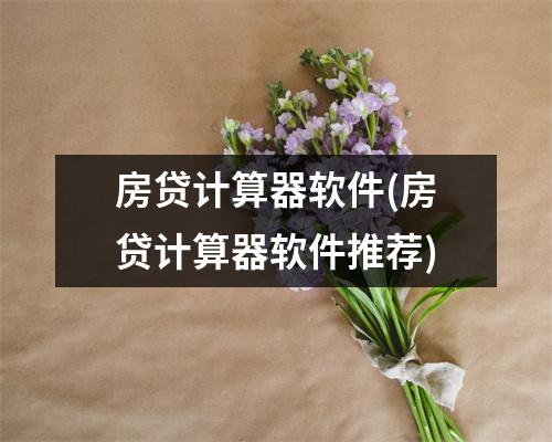 房贷计算器软件(房贷计算器软件推荐)