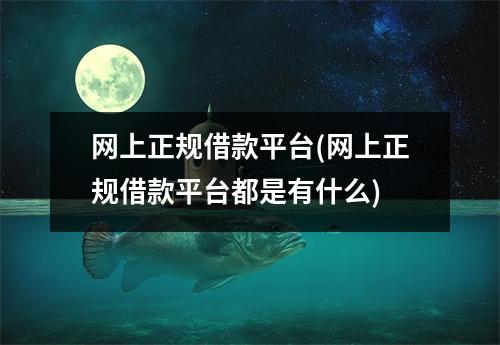 网上正规借款平台(网上正规借款平台都是有什么)