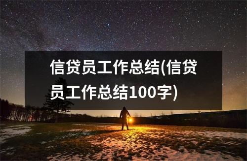 信贷员工作总结(信贷员工作总结100字)
