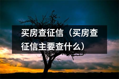 买房查征信（买房查征信主要查什么）