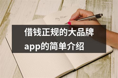 借钱正规的大品牌app的简单介绍