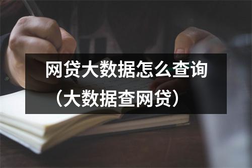 网贷大数据怎么查询（大数据查网贷）