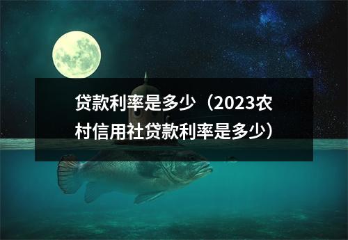 贷款利率是多少(2023农村信用社贷款利率是多少)