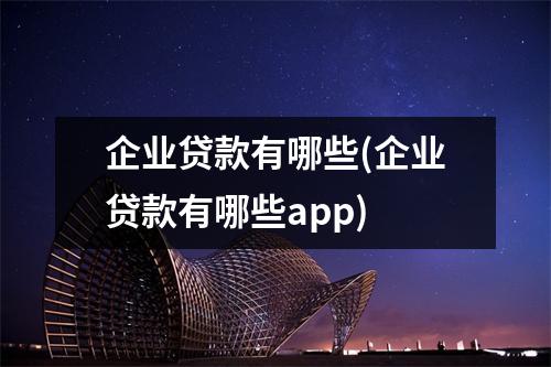 企业贷款有哪些(企业贷款有哪些app)