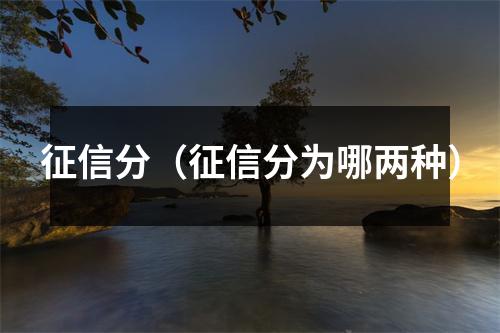 征信分（征信分为哪两种）