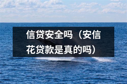 信贷安全吗（安信花贷款是真的吗）