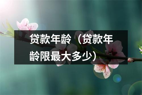 贷款年龄（贷款年龄限最大多少）