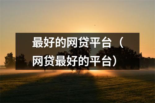 最好的网贷平台（网贷最好的平台）