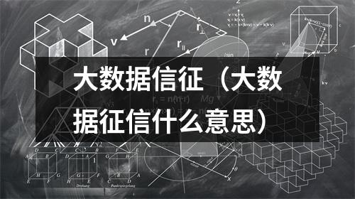 大数据信征（大数据征信什么意思）