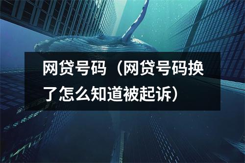 网贷号码（网贷号码换了怎么知道被起诉）