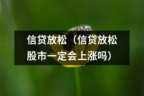 信贷放松（信贷放松股市一定会上涨吗）