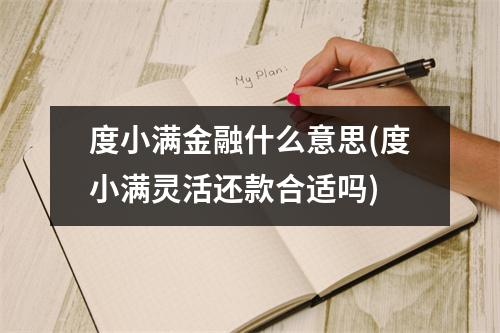 度小满金融什么意思(度小满灵活还款合适吗)