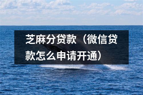 芝麻分贷款（微信贷款怎么申请开通）