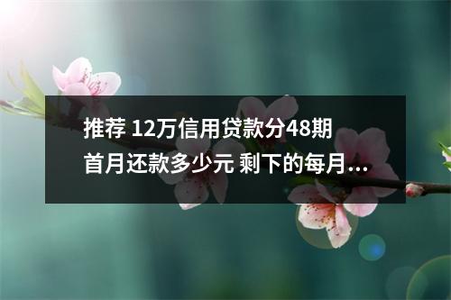 推荐 12万信用贷款分48期 首月还款多少元 剩下的每月还多少