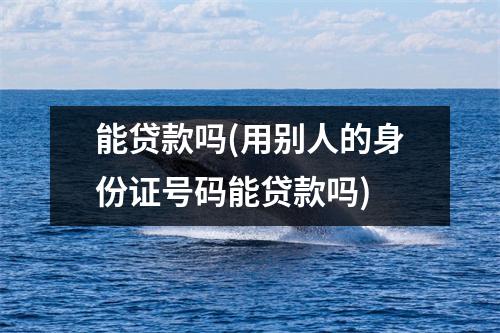能贷款吗(用别人的身份证号码能贷款吗)