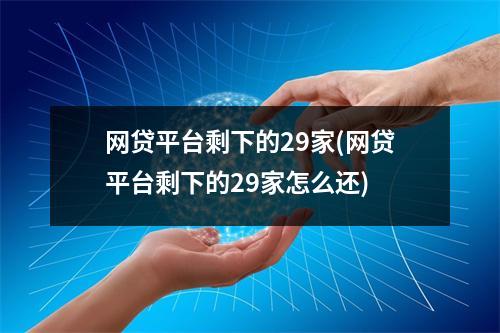 网贷平台剩下的29家(网贷平台剩下的29家怎么还)