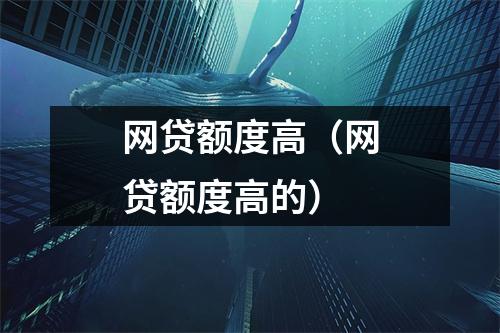 网贷额度高（网贷额度高的）