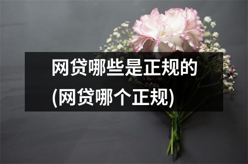 网贷哪些是正规的(网贷哪个正规)