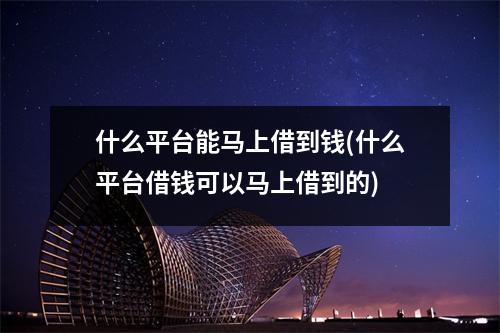 什么平台能马上借到钱(什么平台借钱可以马上借到的)