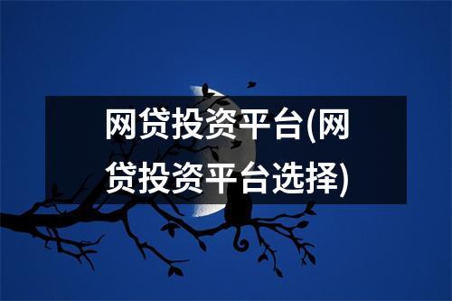 网贷投资平台(网贷投资平台选择)