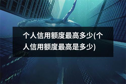 个人信用额度最高多少(个人信用额度最高是多少)