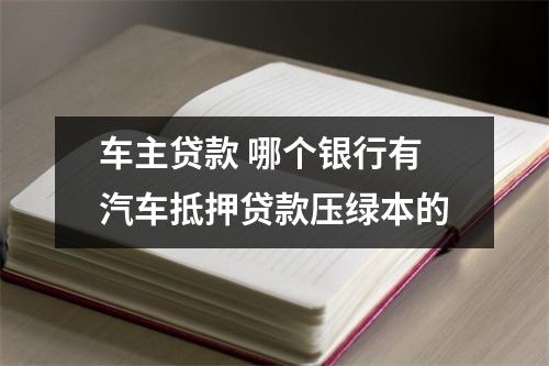 车主贷款 哪个银行有汽车抵押贷款压绿本的
