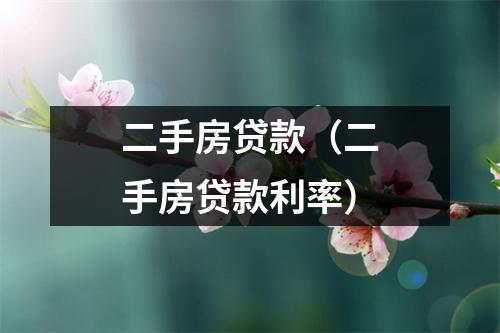 二手房贷款（二手房贷款利率）
