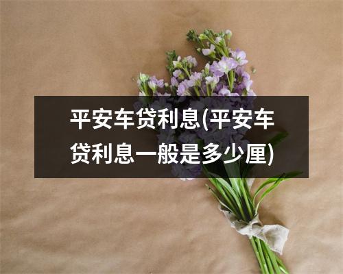 平安车贷利息(平安车贷利息一般是多少厘)
