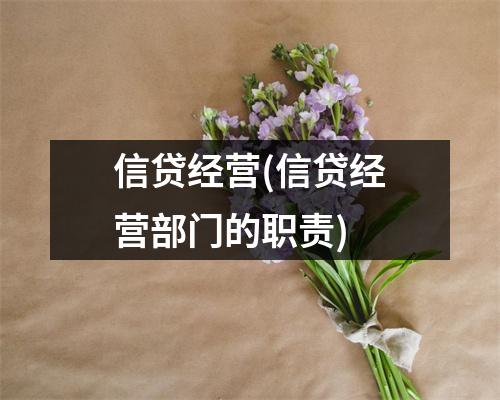 信贷经营(信贷经营部门的职责)