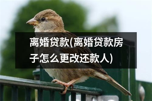 离婚贷款(离婚贷款房子怎么更改还款人)