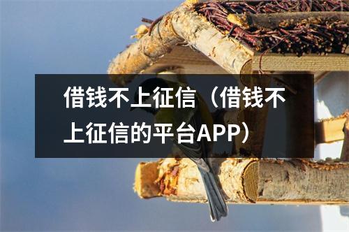 借钱不上征信（借钱不上征信的平台APP）