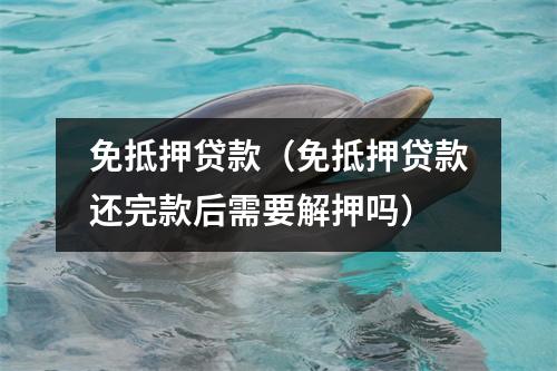 免抵押贷款（免抵押贷款还完款后需要解押吗）