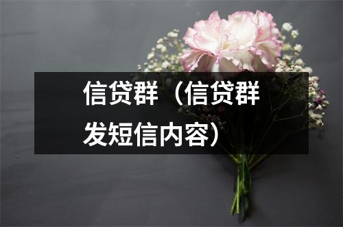 信贷群(信贷群发短信内容)