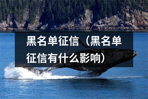 黑名单征信（黑名单征信有什么影响）