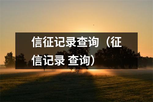 信征记录查询（征信记录 查询）