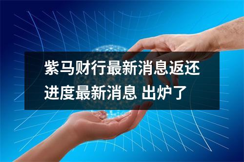 紫马财行最新消息返还进度最新消息 出炉了