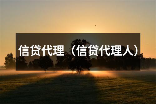 信贷代理（信贷代理人）