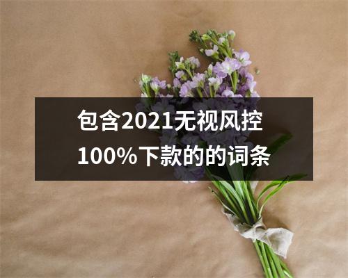 包含2021无视风控100%下款的的词条