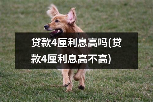贷款4厘利息高吗(贷款4厘利息高不高)