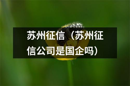 苏州征信（苏州征信公司是国企吗）