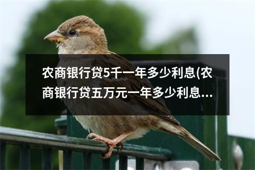 农商银行贷5千一年多少利息(农商银行贷五万元一年多少利息)