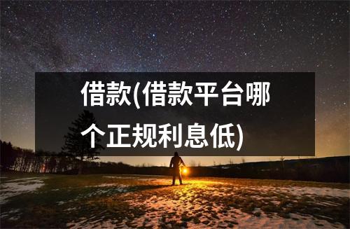 借款(借款平台哪个正规利息低)