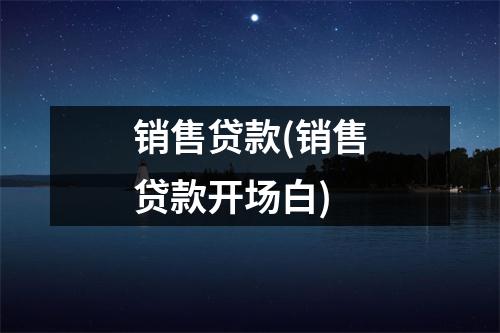 销售贷款(销售贷款开场白)