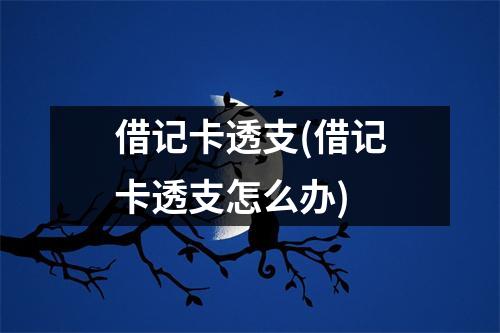 借记卡透支(借记卡透支怎么办)