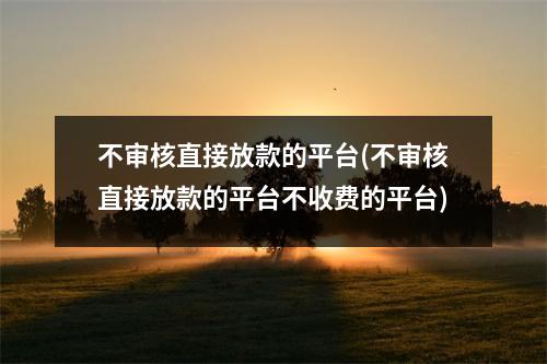 不审核直接放款的平台(不审核直接放款的平台不收费的平台)