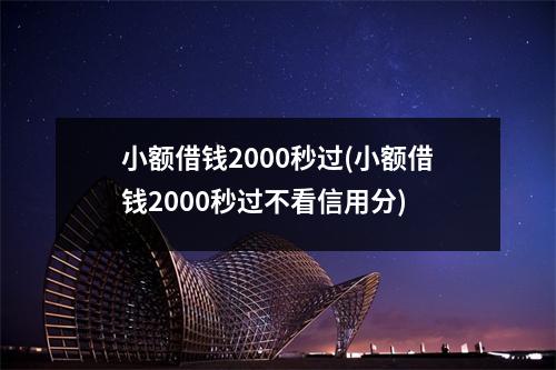 小额借钱2000秒过(小额借钱2000秒过不看信用分)
