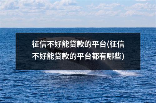 征信不好能贷款的平台(征信不好能贷款的平台都有哪些)