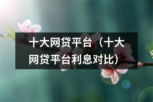 十大网贷平台（十大网贷平台利息对比）