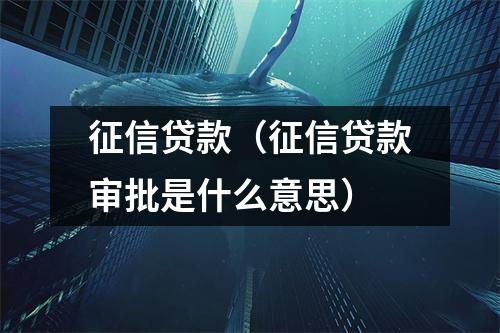 征信贷款（征信贷款审批是什么意思）