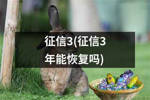 征信3(征信3年能恢复吗)